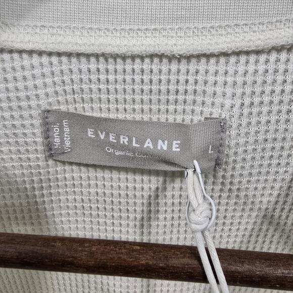 Everlane Shirt Mens Large Waffle Long Sleeve Crew Organic Thermal Cream Bone - Picture 3 of 10